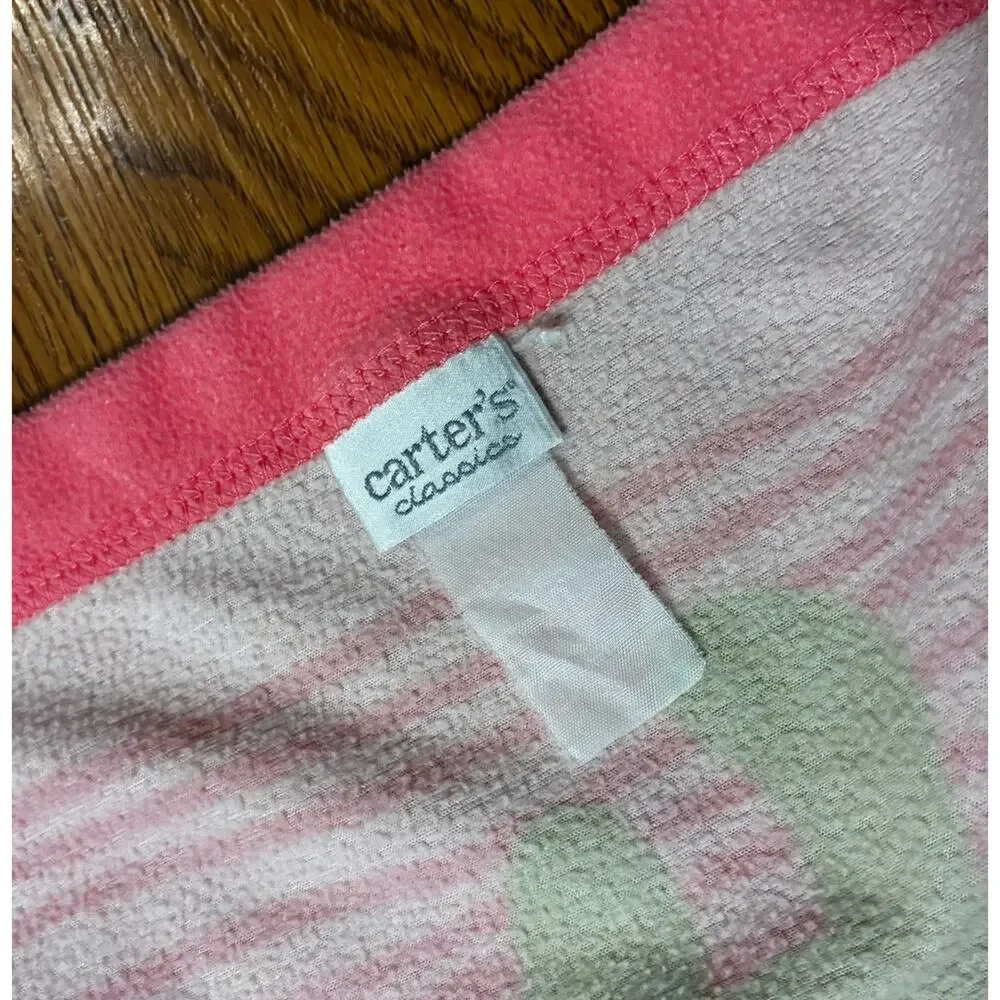 Carters Classics All About A Bear Pink Baby Blanket Hug Me Fleece Green White
